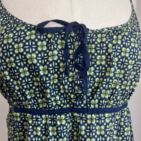 Faded Glory Y2K Blue Floral Milkmaid Tank Top Vintage Ruffle Bow Medium - Picture 4 of 7